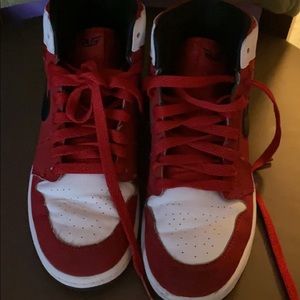 Jordan Retros Size 3 Red and White with Black Sole